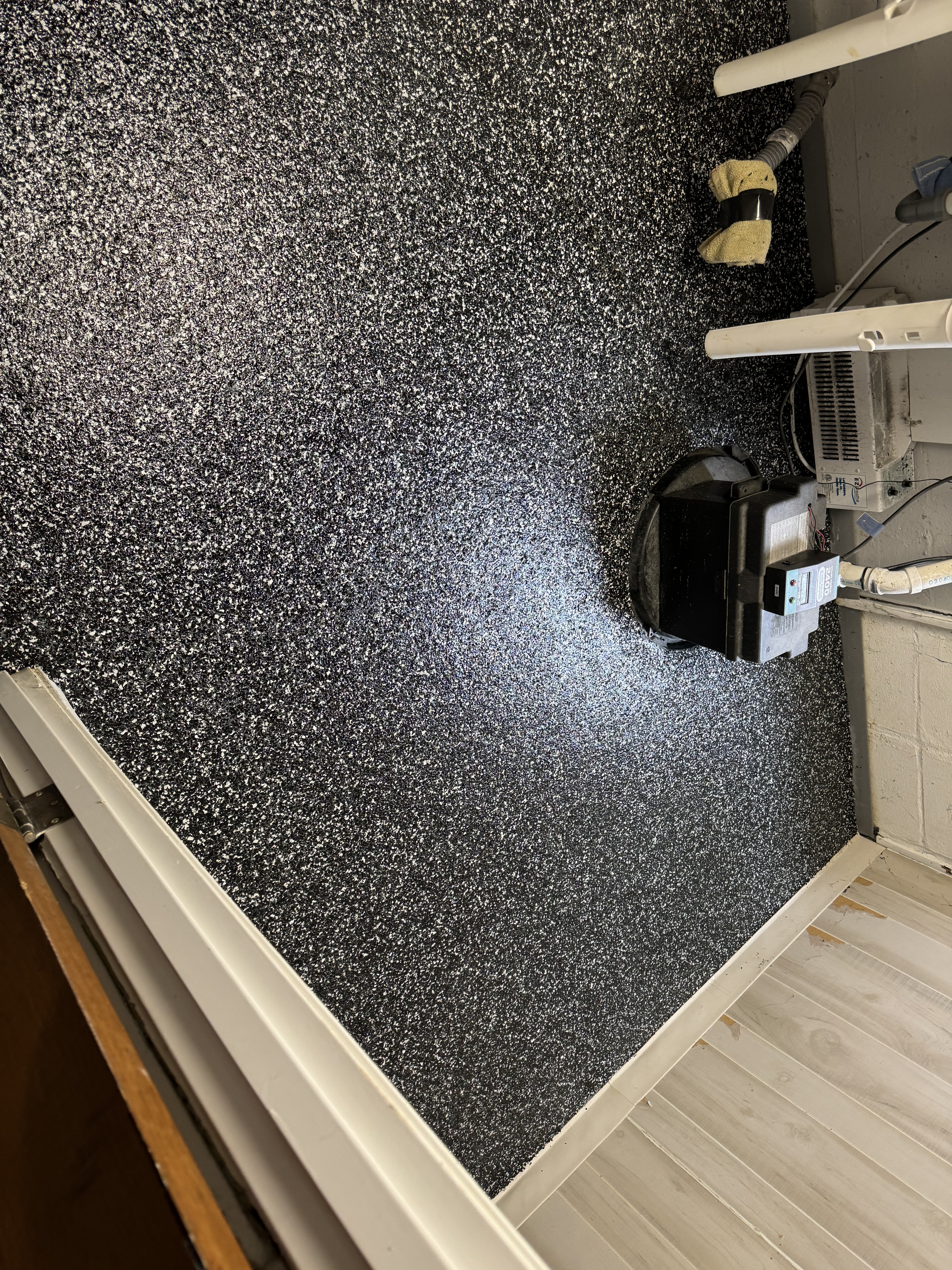 Epoxy flooring in a utility room
